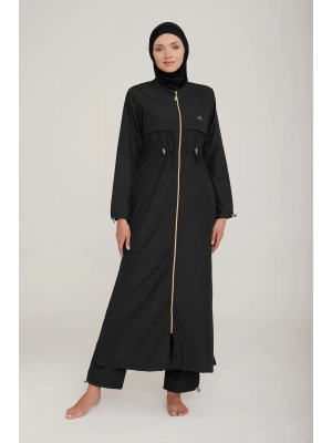 Hızlı Kuruyan Paraşüt Kumaş Beli Ayarlı Uzun Tesettür Mayo 1267