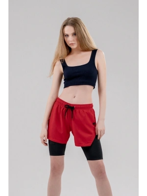 Kadın Kırmızı Taytlı Deniz ve Spor Şort