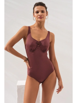 Riva Balenli Büyük Beden Mayo Toffee 231129