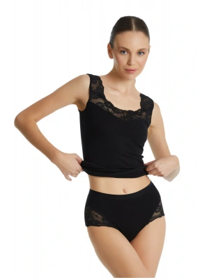 Kadın Dantelli Slip Külot 1333 - Siyah