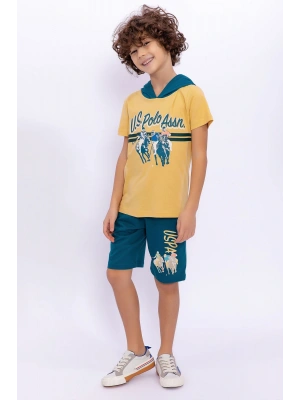 Kapüşonlu Zencefil Erkek Çocuk Bermuda Takım