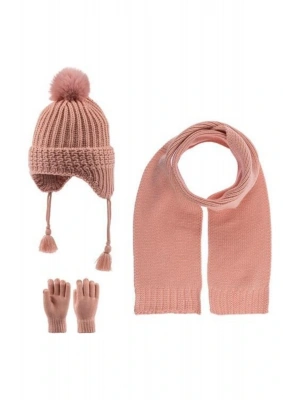 4-8 Yaş Kız Çocuk Atkı Bere Eldiven 1-4 Yaş 3lü Takim Gül