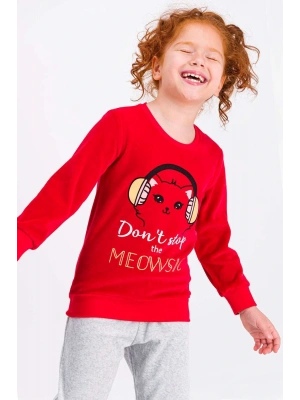 Rolypoly Dont Stop Meowsic Kırmızı Kız Çocuk Pijama Takımı