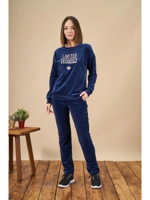 Kadın Lacivert Uzun Kol Pijama Takımı Kshop 21856