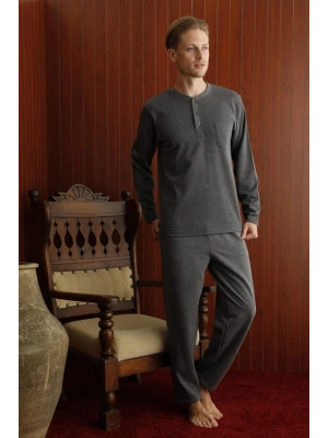Kly Battal Midi Yaka Pijama Takım-7430-antrasit