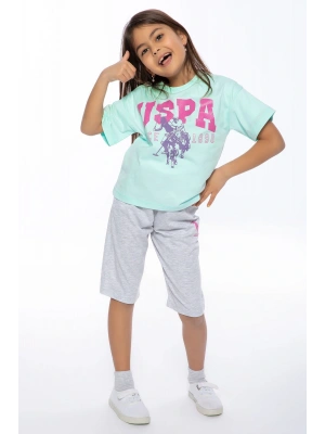 Nil Yeşili Kız Çocuk Kapri Takımı