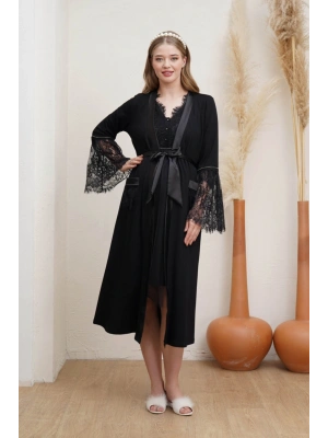 Dantel Detaylı Lohusa Hamile Sabahlık 22006