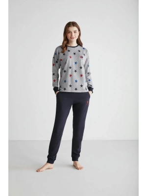 - Kadın Lacivert Patlı Pijama Takımı