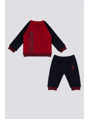 U.S. Polo Assn Kırmızı Çizgili Ribana Detay Bebek 2 Li Takım