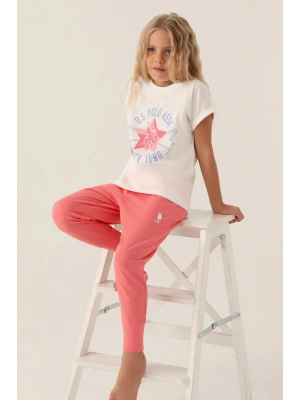 U.S. Polo Assn Lisanslı Starry Krem Kız Çocuk Pijama Takımı