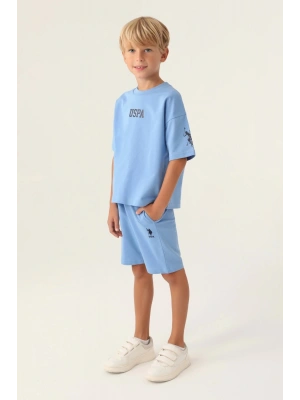 Lisanslı Indigo Pamuklu Erkek Çocuk Bermuda Takım