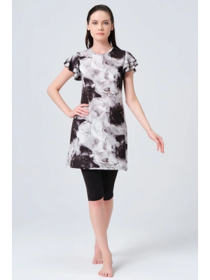 Volanlı Yarım Kol Yarı Kapalı Mayo