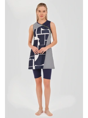 Patchwork Sıfır Kol Yarı Kapalı Mayo