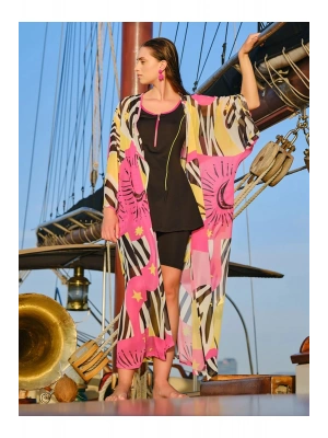 Yıldız Desenli Pareo - Pembe -