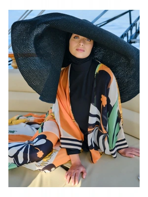 Pamelo Desenli Tesettür Mayo - Siyah -