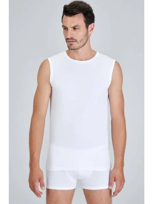 Erkek Beyaz Nick 2li Bisiklet Yaka Kolsuz Atlet