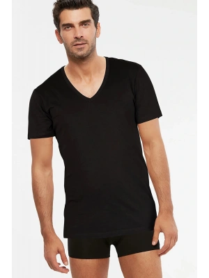 Enrico V Yaka Pamuk 2li Erkek Tshirt Siyah