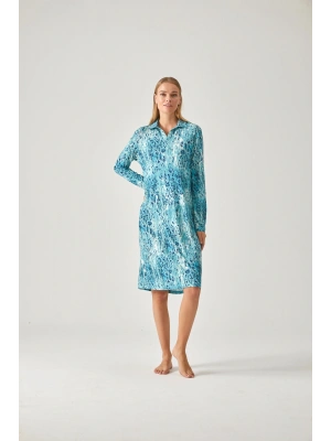 LEOPAR TURKUAZ DESENLİ GECELİK