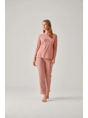 Kirpi Desen Bisiklet Yaka Baskılı Modal Pamuk Kadın Pijama Takımı