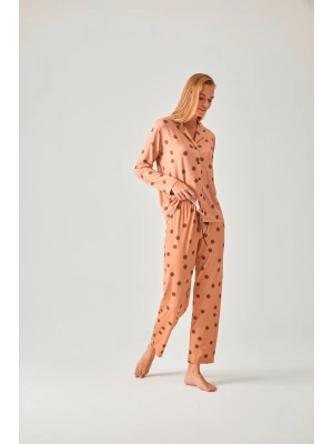 SOMON PUANTİYE DESENLİ DÜĞMELİ PİJAMA TAKIMI