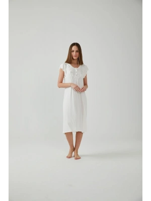 Beyaz Papatya Kadın Gecelik