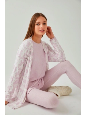 Pembe Renk Desenli Yumoş Sabahlık