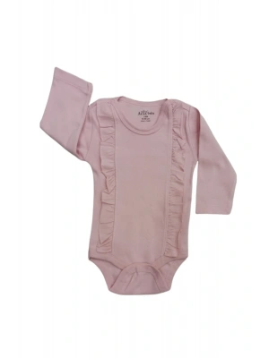 Kız Bebek Fırfırlı Uzun Kollu Çıtçıtlı Body 0-12 Ay