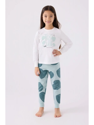 Kız Çocuk O Yaka Too Cute Uzun Kol Pijama Takımı