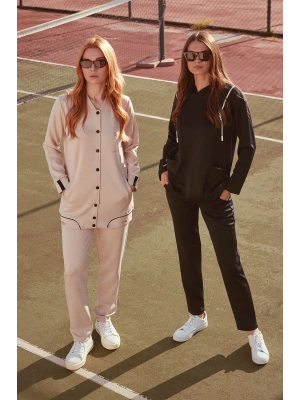 Büyük Beden Tunik Eşofman Takım - Taş