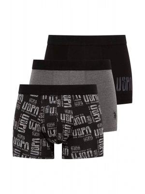 Erkek Antrasit Melanj - Siyah - Baskılı 3 Lü Boxer