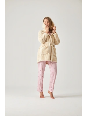 WELSOFT EKRU KAPŞONLU SABAHLIK