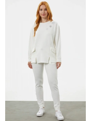 Torba Cep Detaylı Oversize Eşofman Takım - Ekru