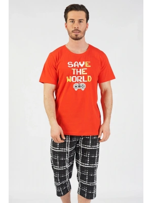Pamuklu Erkek Kısa Kol Kaprili Pijama Takım