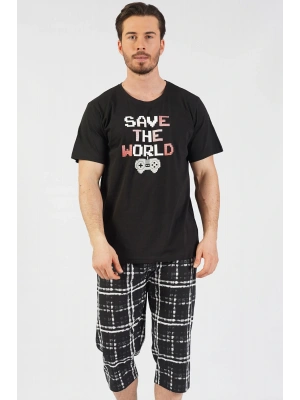 Pamuklu Erkek Kısa Kol Kaprili Pijama Takım