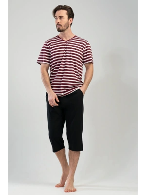 Erkek V Yaka Kısa Kol Kaprili Pijama Takım, 111175