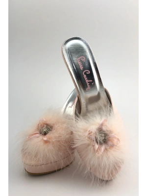 715 Pudra Kadın Çeyizlik Topuklu Terlik