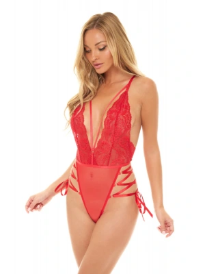 Kadın Kırmızı Dantel ve Tül Detaylı İç Çamaşır Takımı - 8600R