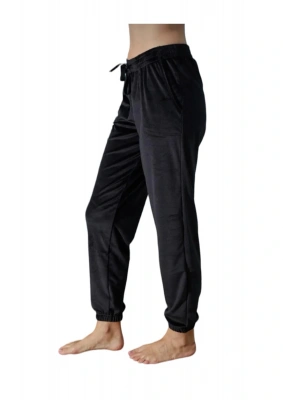 Kadın Kadife Cepli Paçası Lastikli Tek Alt Pijama