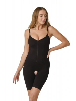 Fermuarlı Tam Boy Altı Açık Kadın Tamboy Korse Siyah