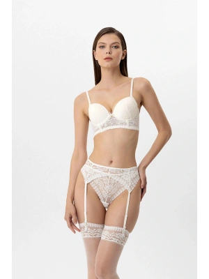 4883 Lingerie Kadın Milan Push Up Dantelli Jartiyer Çorap Sütyen Takım