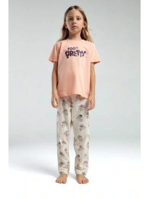 Kız Çocuk Turuncu Kısa Kol Pijama Takım