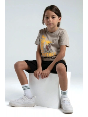 Erkek Çocuk Krem Bermuda Takım