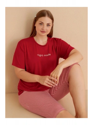 Yumuşak Dokulu Milan Kumaş Büyük Beden Kapri Pijama Takımı