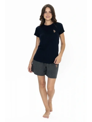 U.s Polo Assn. 20000 Kadın Kısa Kollu Bisiklet Yaka Şortlu Pijama Takımı-Lacivert