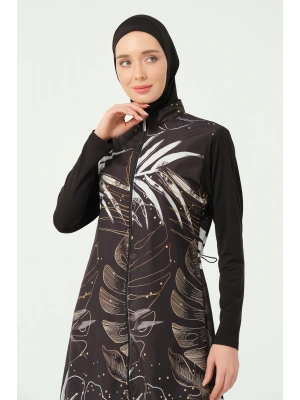 Gold Desenli Uzun Tesettür Mayo