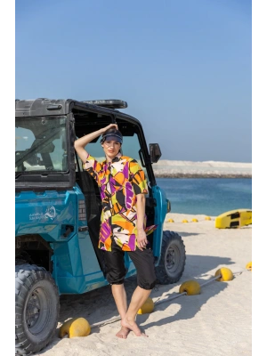 Marisa Desenli Yarım Kol Yarı Kapalı Mayo