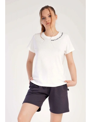 Kadın /3 Iplik Kısa Kol Şortlu Pijama Takım, 301011