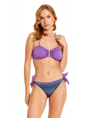 01-1011-1103 Mor Büzgü ve Bağlama Detaylı Straplez Kadın Bikini Takımı