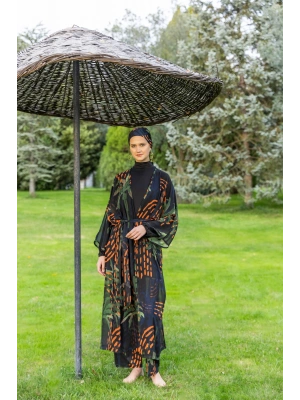 Palmiye Desenli Tesettür Mayo