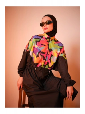 Çok Renkli Oversize Uzun Tesettür Mayo